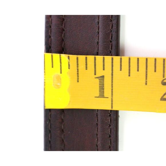 ENGLAND BROWN REAL LEATHER 1 1/8"Wd STITCH CASUAL DRESS MEN'S BELT Sz 34/86 (A95 - Picture 7 of 11